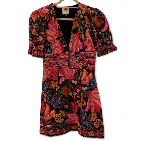 Farm Rio Spring Bananas Print Mini Dress XS - Picture 4 of 15